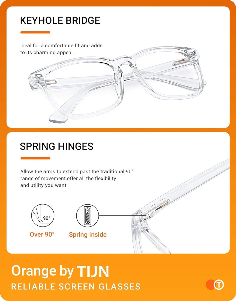 TIJN Blue Light Blocking Glasses for Women Men Clear Frame Square Nerd Eyeglasses Anti Blue Ray Computer Screen Glasses - Image 5